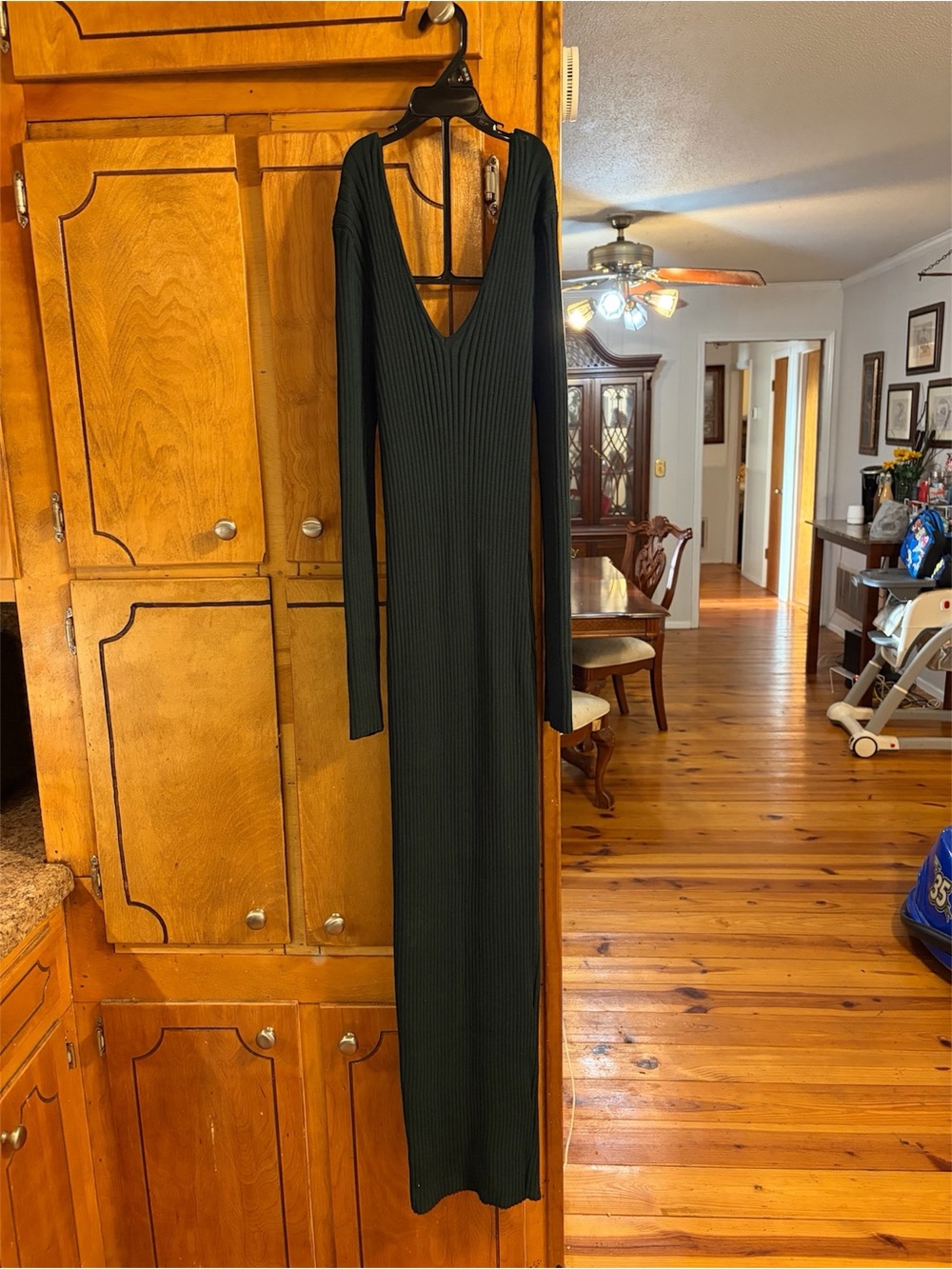 Dark Green Pleated Maxi Dress